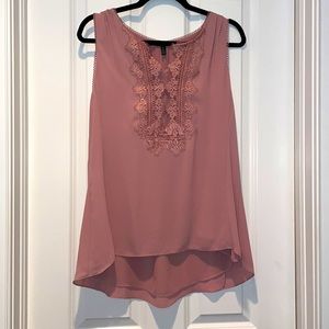 White House Black Market Sleeveless Shirt with Lace Detail. Size M